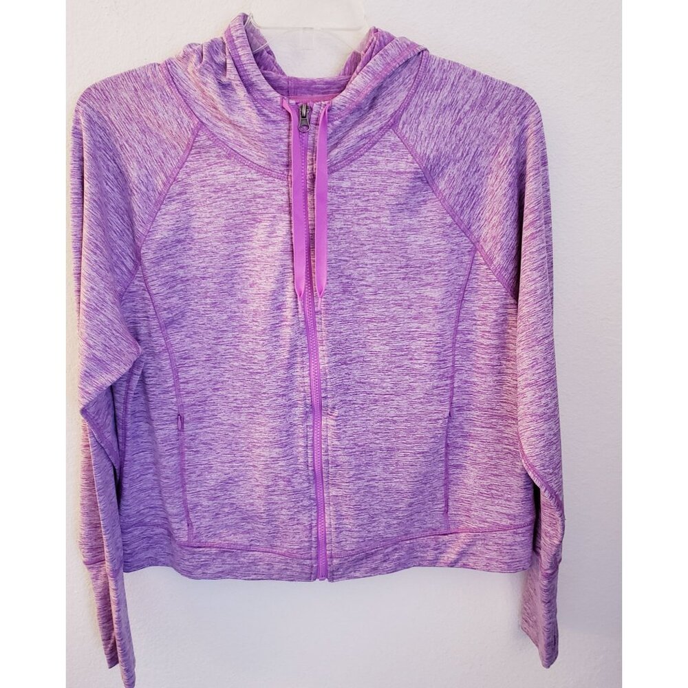 Champion Lavender Zip Front Hooded Jacket Zip Pockets Thumb Holes XXL EUC